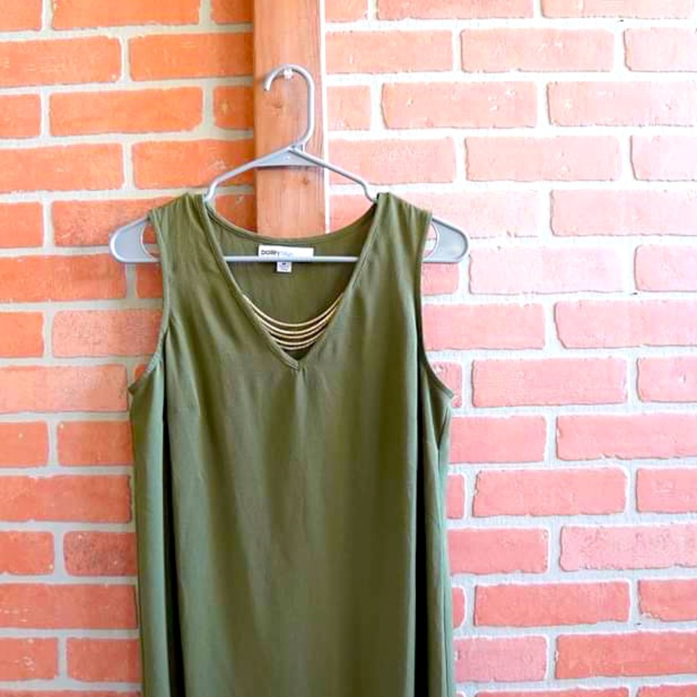 Olive green dress/tunic with gold beading